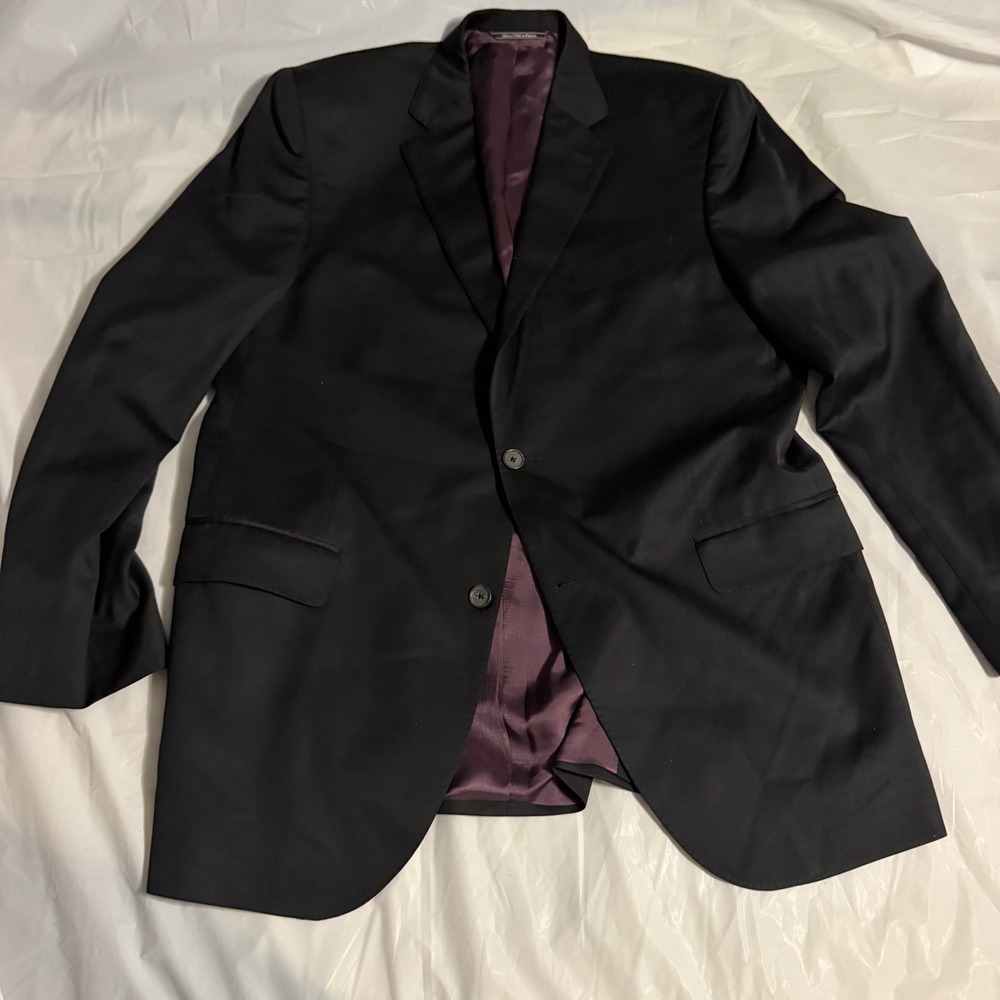 Jack Victor Mens Super 150s Wool Blazer Jacket 50 Black Italian Fabric Luxury